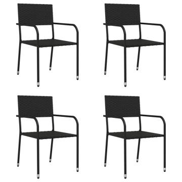 5 Piece Black Poly Rattan & Steel Garden Dining Set