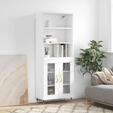 Stylish Highboard White 69.5x34x180 cm - Durable & Elegant