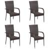 Stackable Outdoor Chairs 4 pcs Poly Rattan Brown Colour brown Quantity in Package 4 Number of 1 