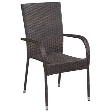 Stackable Outdoor Chairs - 4 pcs Poly Rattan Brown | HipoMarket