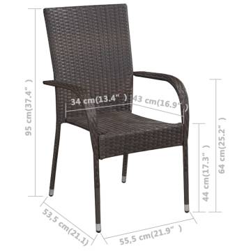 Stackable Outdoor Chairs - 4 pcs Poly Rattan Brown | HipoMarket