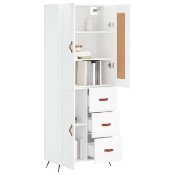 Stylish Highboard High Gloss White - 69.5x34x180 cm