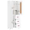 Stylish Highboard High Gloss White - 69.5x34x180 cm