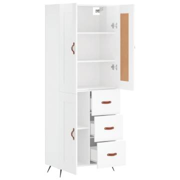 Stylish Highboard High Gloss White - 69.5x34x180 cm