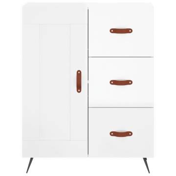 Stylish Highboard High Gloss White - 69.5x34x180 cm