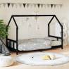 Kids Bed Frame Black 90x200 cm Solid Wood Pine Colour black Size 90 x 200 cm 