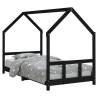 Kids Bed Frame Black 90x200 cm - Solid Wood Pine | HipoMarket