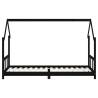 Kids Bed Frame Black 90x200 cm - Solid Wood Pine | HipoMarket