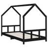 Kids Bed Frame Black 90x200 cm - Solid Wood Pine | HipoMarket