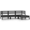 4 Piece Garden Lounge Set Solid Pinewood Black Colour black Model 2x corner + middle + footrest Number of 1 