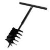 Ground Drill with Handle Auger Bit 200 mm Three Spirals Steel Black Size 200 mm 