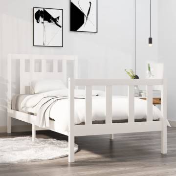 White Solid Wood Bed Frame 90x190 cm Single - Hipomarket