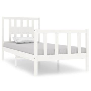 White Solid Wood Bed Frame 90x190 cm Single - Hipomarket