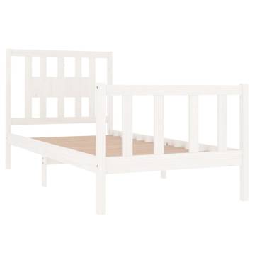 White Solid Wood Bed Frame 90x190 cm Single - Hipomarket