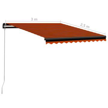 Manual Retractable Awning 300x250 cm - Orange and Brown