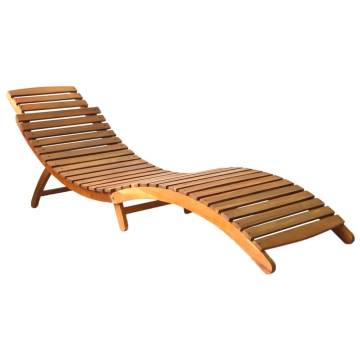 Sun Lounger Solid Acacia Wood - Comfortable Patio Relaxation