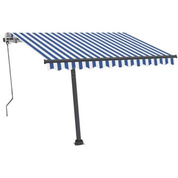 Freestanding Manual Retractable Awning 350x250 cm Blue/White