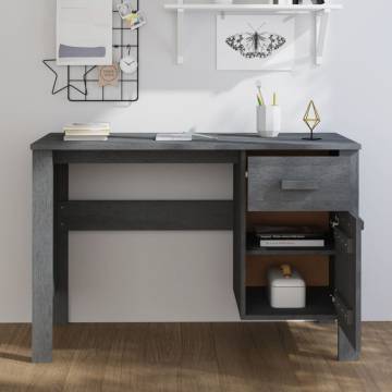 Desk HAMAR Dark Grey 113x50 cm - Solid Wood Pine | HipoMarket