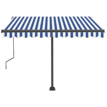 Freestanding Manual Retractable Awning 350x250 cm Blue/White