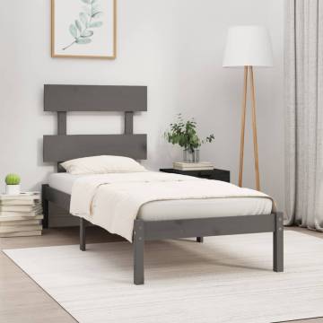 Grey Solid Wood Bed Frame 90x200 cm - Timeless Design