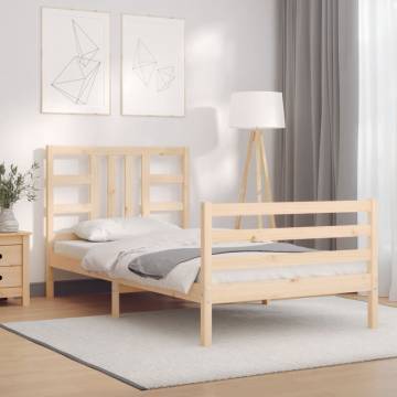 Solid Wood Bed Frame with Headboard - 100x200 cm