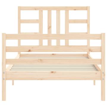 Solid Wood Bed Frame with Headboard - 100x200 cm