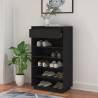 Black Shoe Cabinet 60x34x105 cm - Solid Pinewood Storage