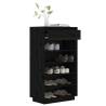 Black Shoe Cabinet 60x34x105 cm - Solid Pinewood Storage