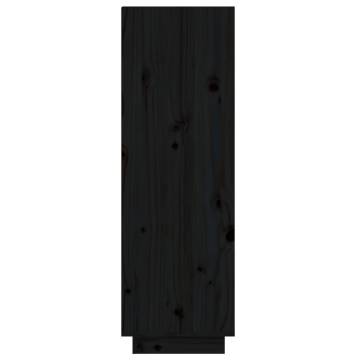 Black Shoe Cabinet 60x34x105 cm - Solid Pinewood Storage