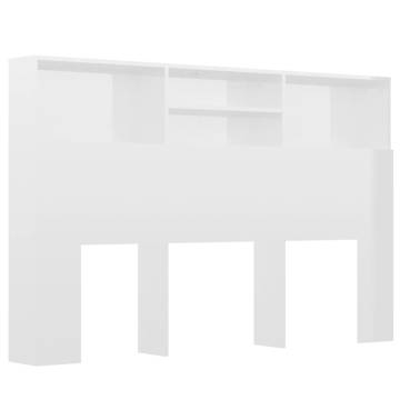 High Gloss White Headboard Cabinet - Stylish Bedroom Storage