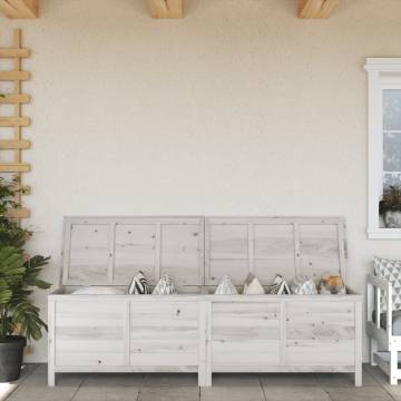 Garden Storage Box White - 198.5x50x56.5 cm Solid Fir Wood