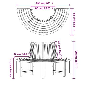 Tree Bench Half Round Ø160 cm Solid Wood Teak | Hipomarket