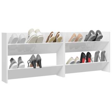 Wall Shoe Cabinets - High Gloss White 2 pcs | Hipomarket