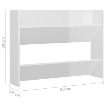 Wall Shoe Cabinets - High Gloss White 2 pcs | Hipomarket