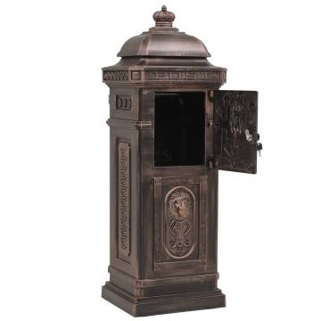 Vintage Style Rustproof Bronze Pillar Letterbox - Durable and Elegant