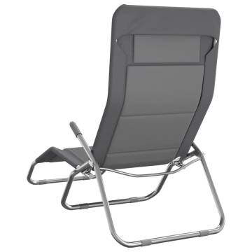 Folding Sun Loungers - 2 pcs Grey Textilene & Steel | Hipo Market