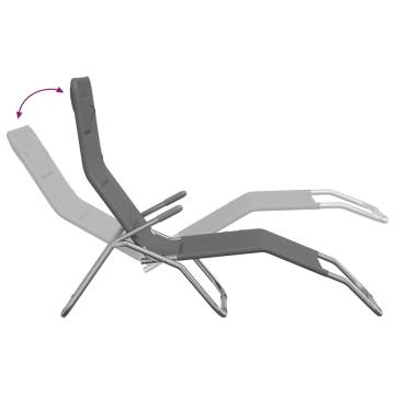 Folding Sun Loungers - 2 pcs Grey Textilene & Steel | Hipo Market