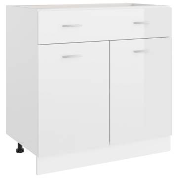 High Gloss White Drawer Bottom Cabinet - 80x46x81.5 cm