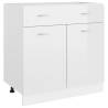 High Gloss White Drawer Bottom Cabinet - 80x46x81.5 cm