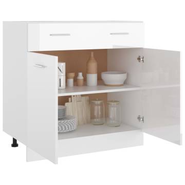 High Gloss White Drawer Bottom Cabinet - 80x46x81.5 cm