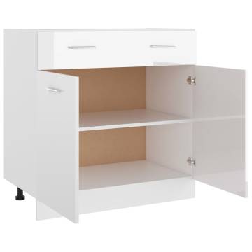 High Gloss White Drawer Bottom Cabinet - 80x46x81.5 cm