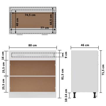 High Gloss White Drawer Bottom Cabinet - 80x46x81.5 cm