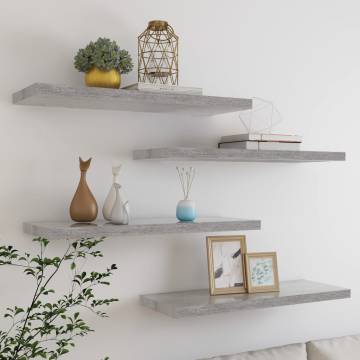 Floating Wall Shelves - Concrete Grey 4 pcs | Hipomarket