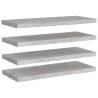 Floating Wall Shelves - Concrete Grey 4 pcs | Hipomarket