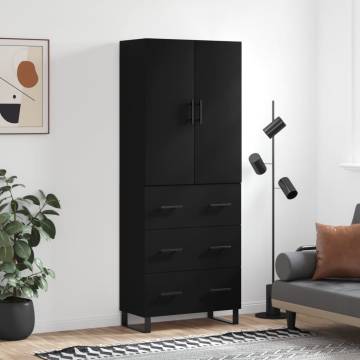 Elegant Highboard Black - 69.5x34x180 cm Engineered Wood