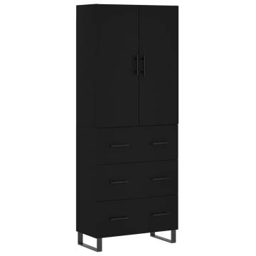 Elegant Highboard Black - 69.5x34x180 cm Engineered Wood