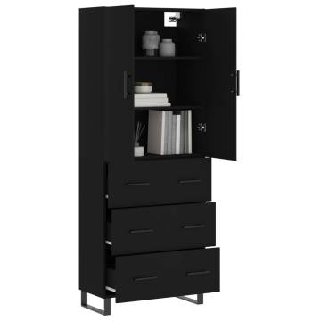 Elegant Highboard Black - 69.5x34x180 cm Engineered Wood