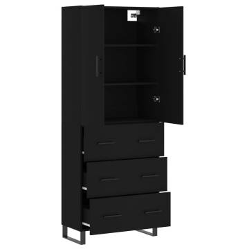 Elegant Highboard Black - 69.5x34x180 cm Engineered Wood