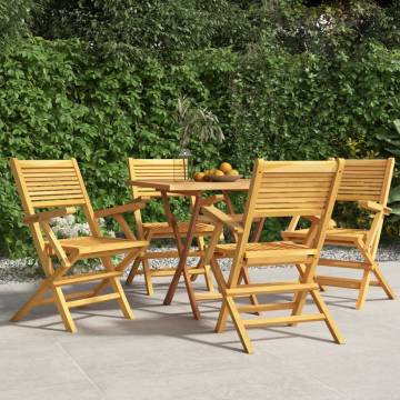 Folding Garden Chairs Set of 4 - Solid Teak Wood | Hipomarket