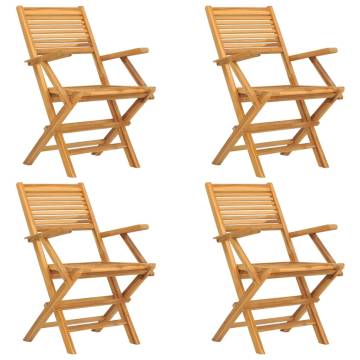 Folding Garden Chairs Set of 4 - Solid Teak Wood | Hipomarket